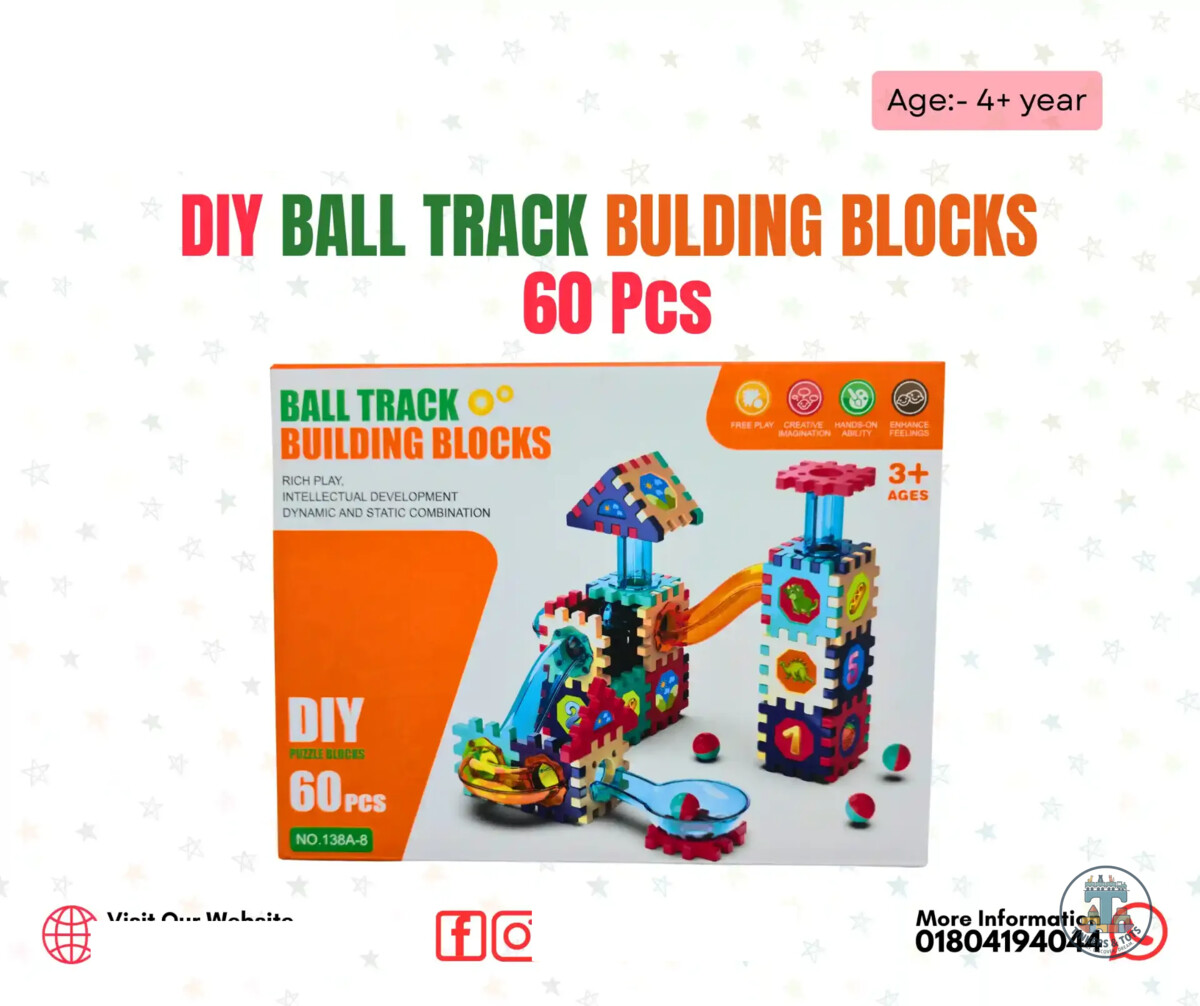 DIY Ball Track Building Blocks - 60 Pcs