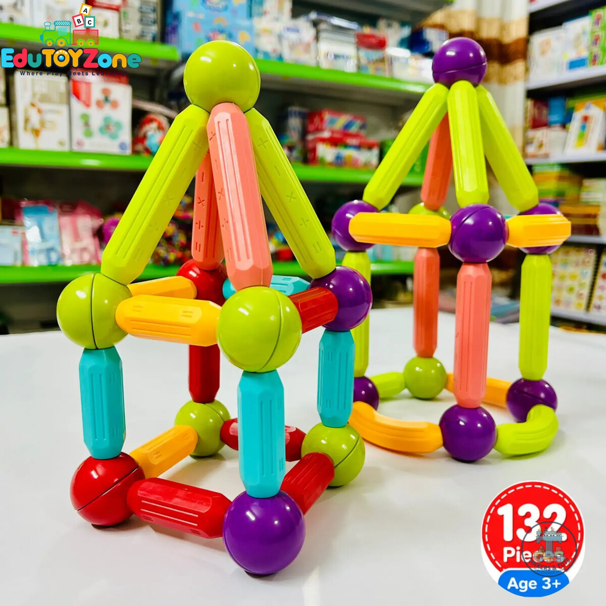 Magnetic Sticks STEM playing Set - 132 Pcs