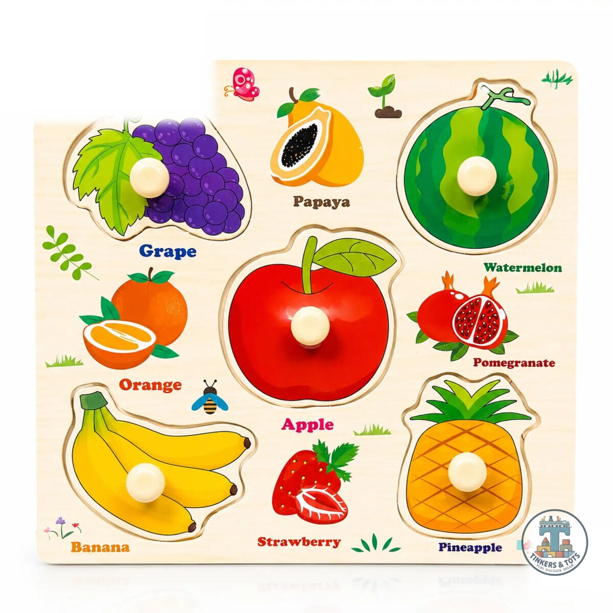 Mini Fruits Wooden Pin Puzzle