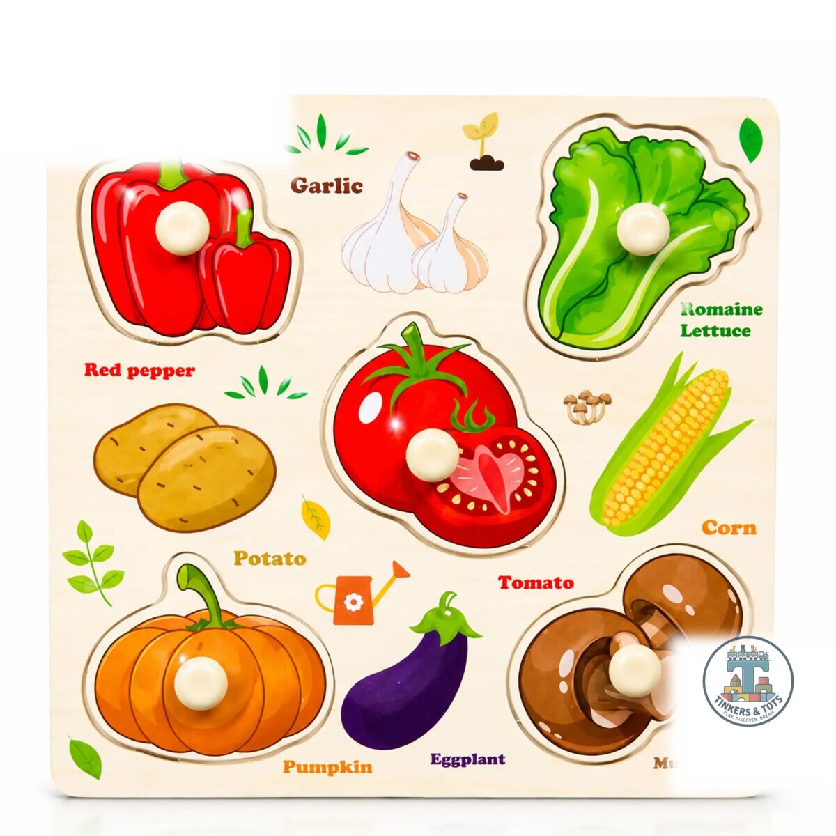 Mini Vegetables Wooden Pin Puzzle