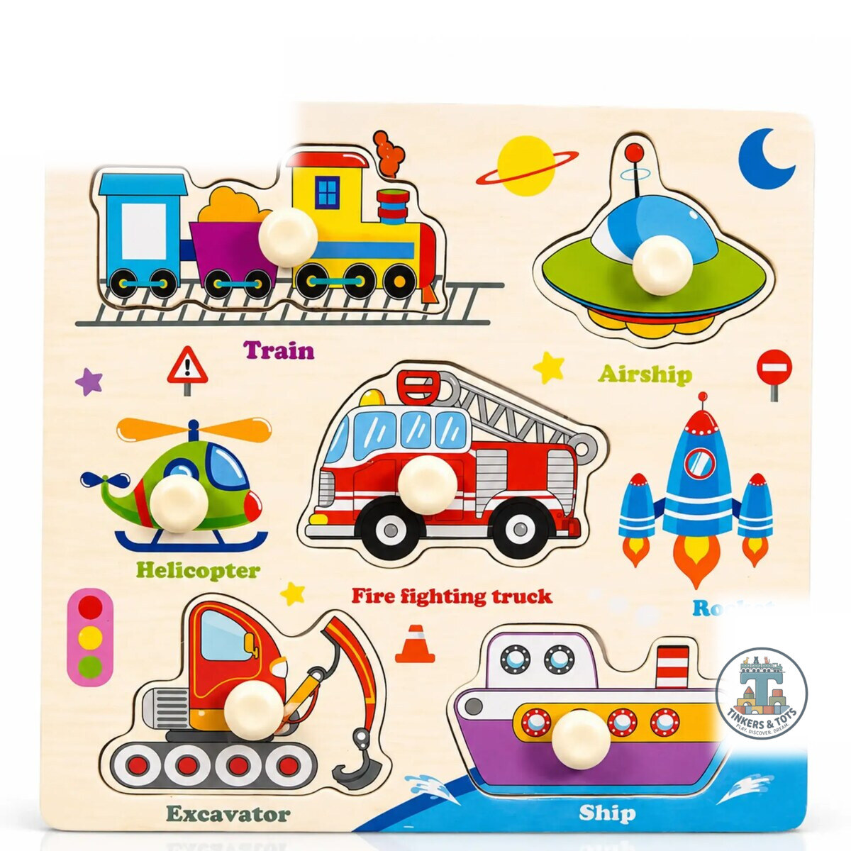 Mini Vehicles Wooden Pin Puzzle