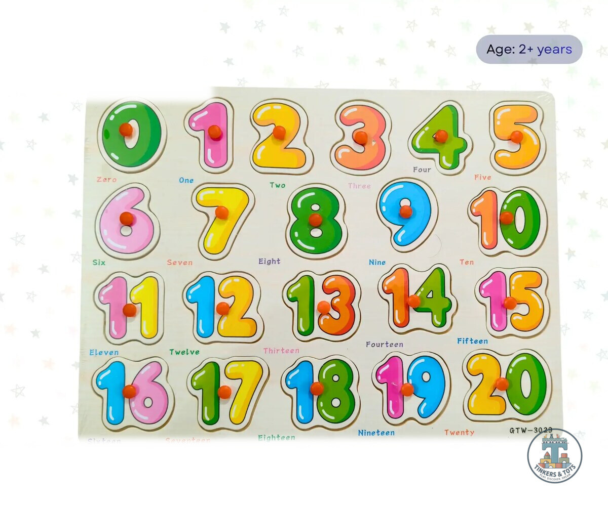Number 1–20 Wooden Puzzle with Plastic Pins