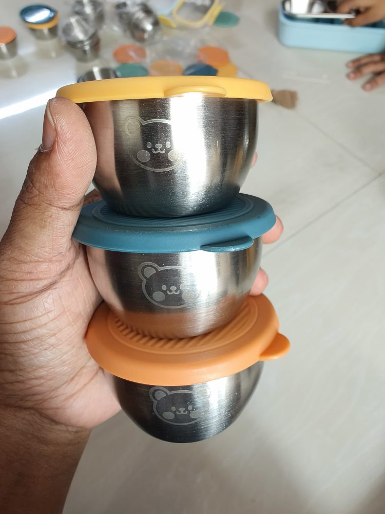 Stainless steel food storage dipping cup set of 3