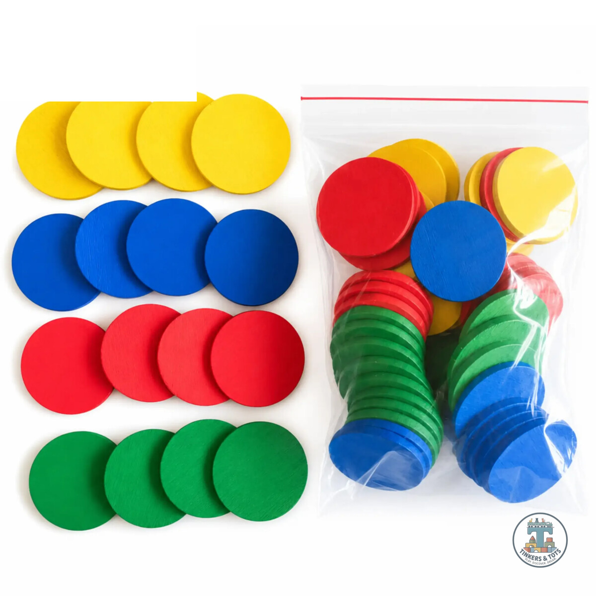 Wooden Colorful Counters (48 Pcs)