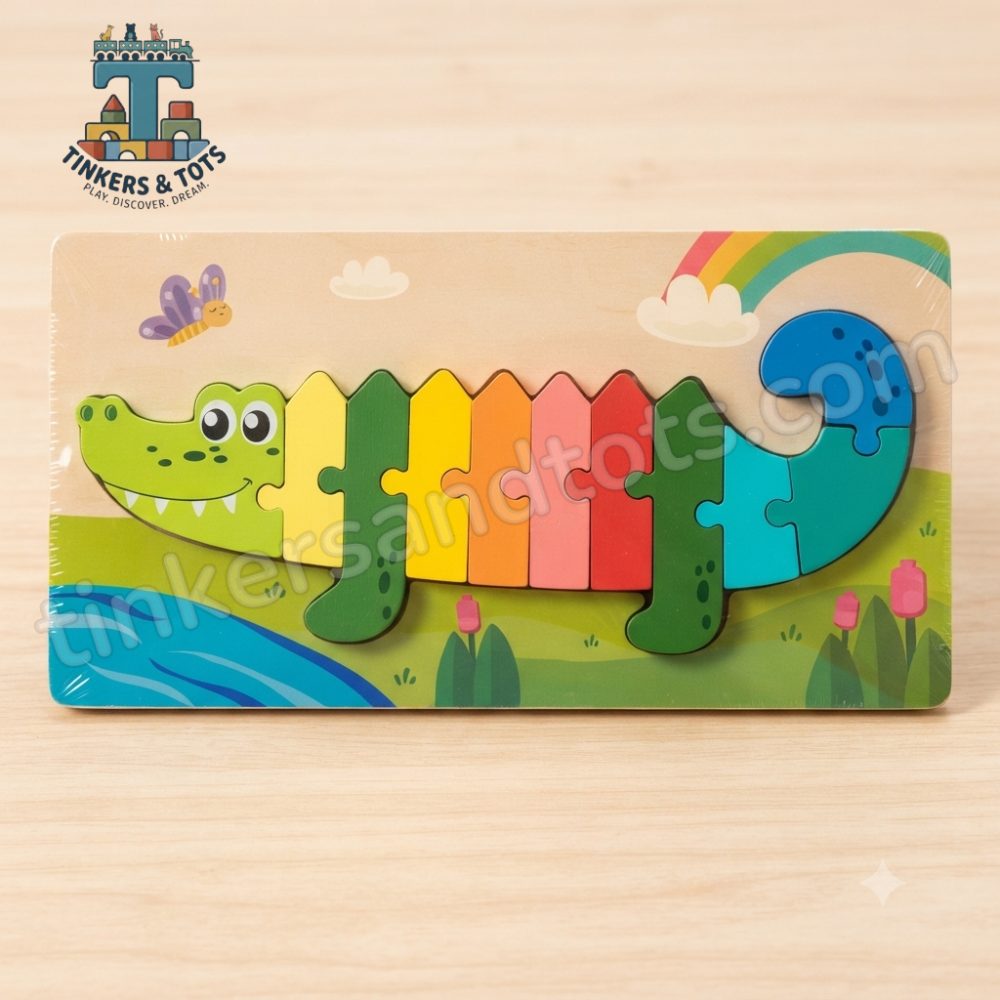 Wooden colorful puzzle - Crocodile