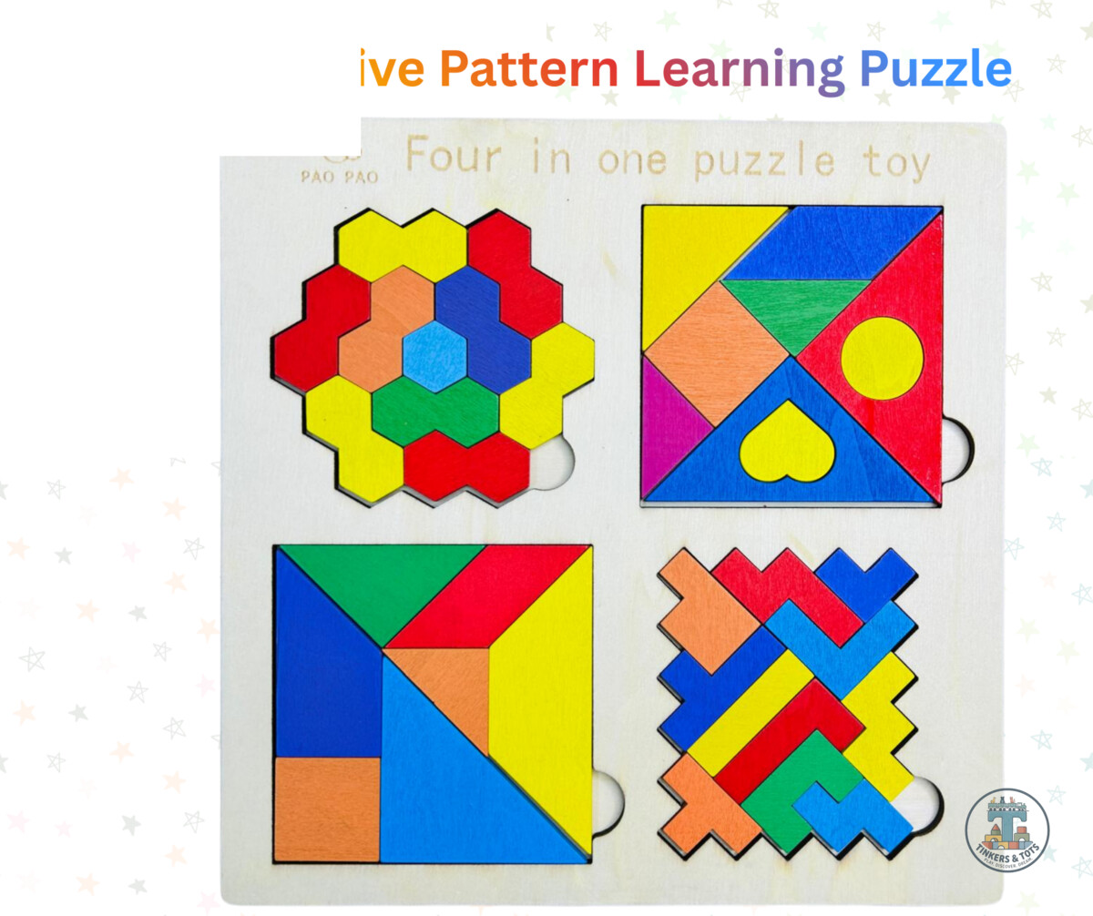 Wooden Four In One Intelligence Creative Pattern Learning Puzzle Board