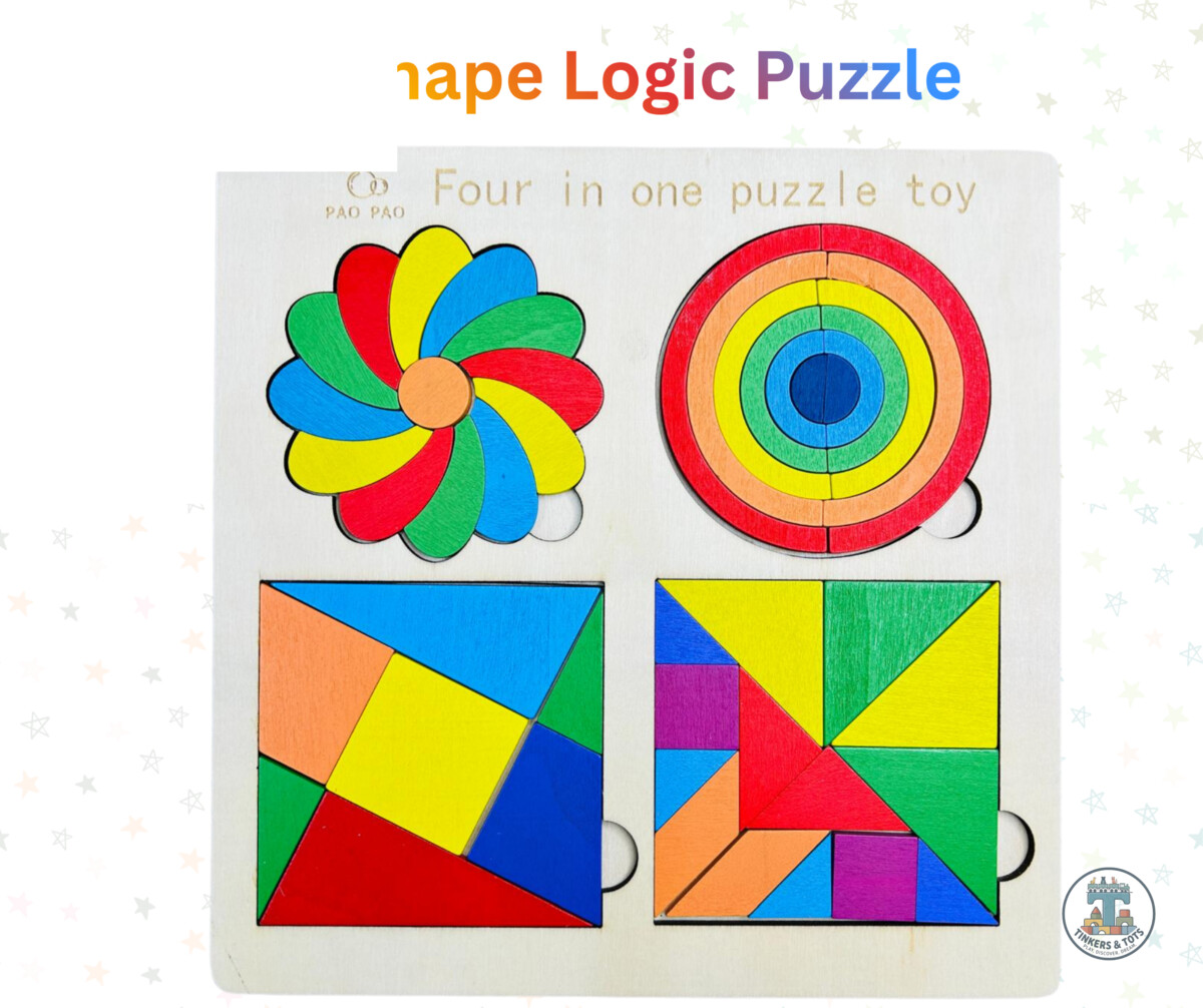 Wooden Four In One Intelligence Shape Logic Puzzle Board