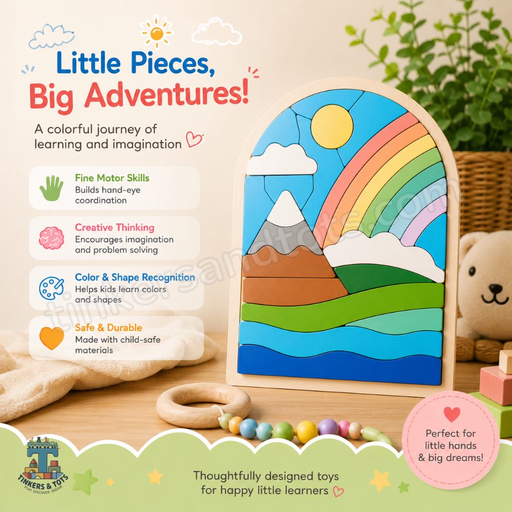 Wooden Rainbow blocks puzzle