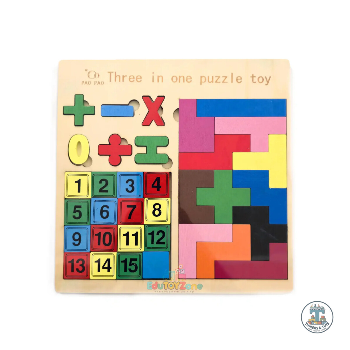 Wooden Three In One Intelligence Puzzle- Number